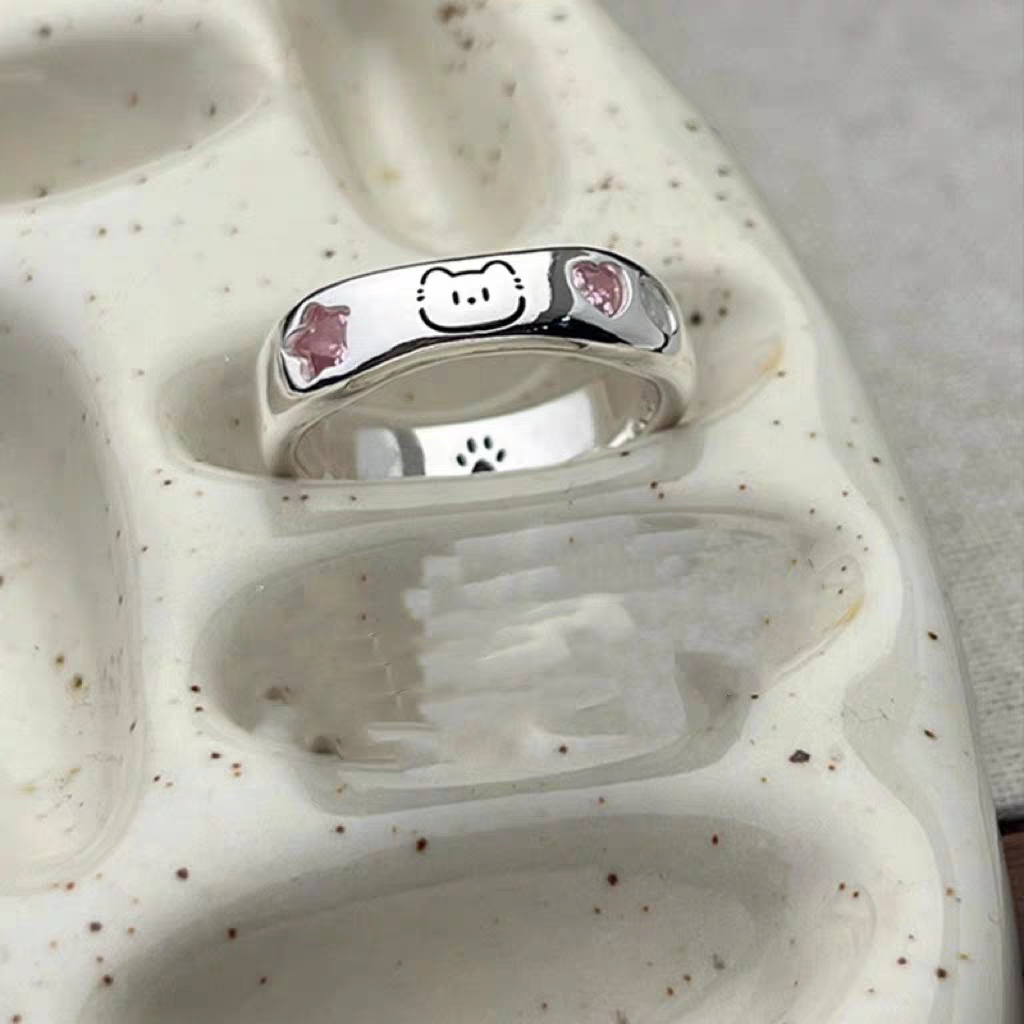 Cute Kitty and puppy Couple Mom gifts rings (2 Pcs)