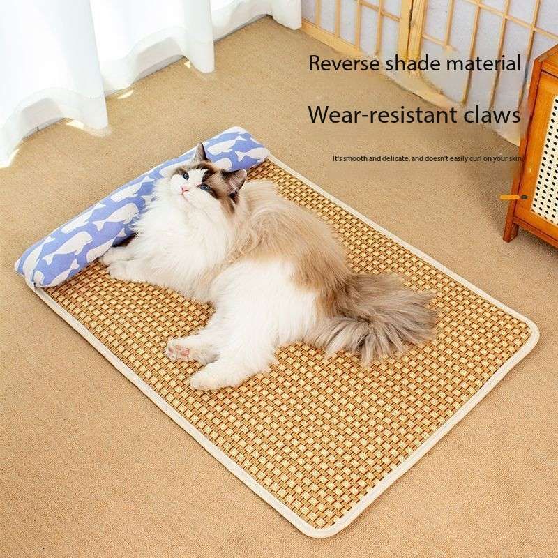 Dual-Sided Pet Cooling Bed – Cold Water Mat & Summer Rattan Pad