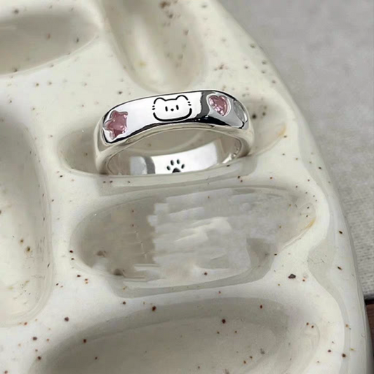 Cute Kitty and puppy Couple Mom gifts rings (2 Pcs)