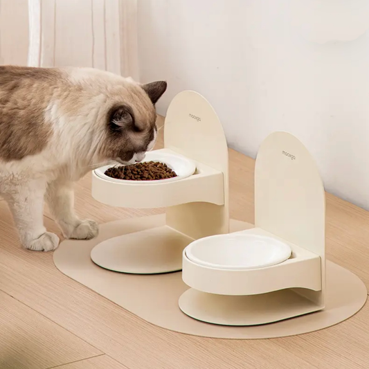 Adjustable ceramic bowl for cat