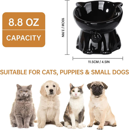 2pcs Ceramic Elevated Cat Bowls for Indoor Cats