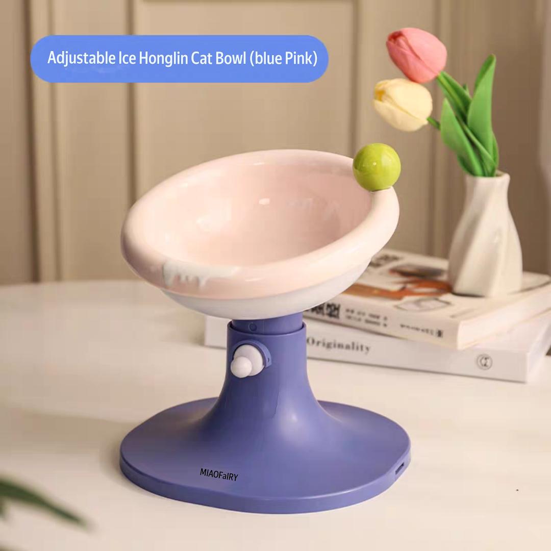 Adjustable Pet cute bouquet style Cat anti spill Bowl