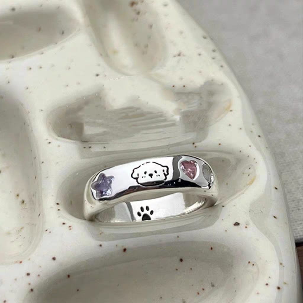 Cute Kitty and puppy Couple Mom gifts rings (2 Pcs)