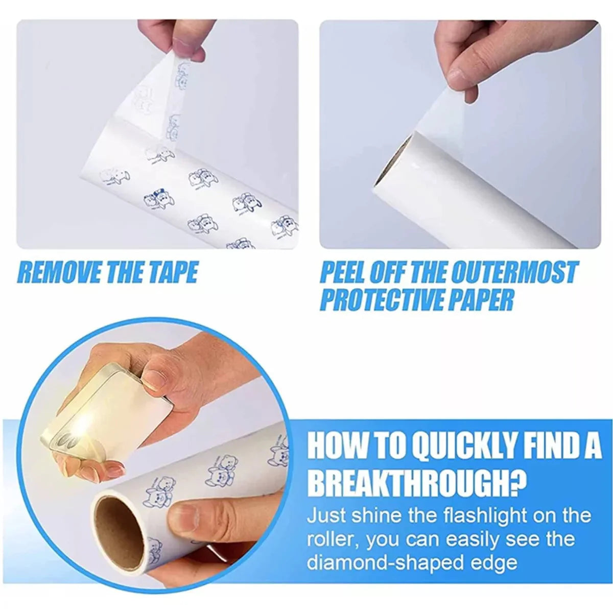 Long Handle Sticky Lint Roller Floor Carpet Clothes Pet Hair Remover