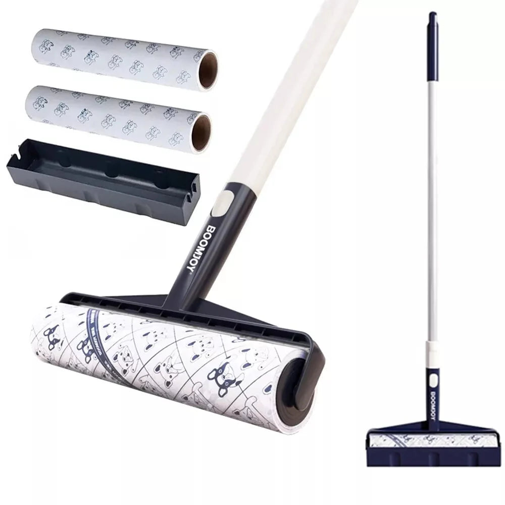 Long Handle Sticky Lint Roller Floor Carpet Clothes Pet Hair Remover