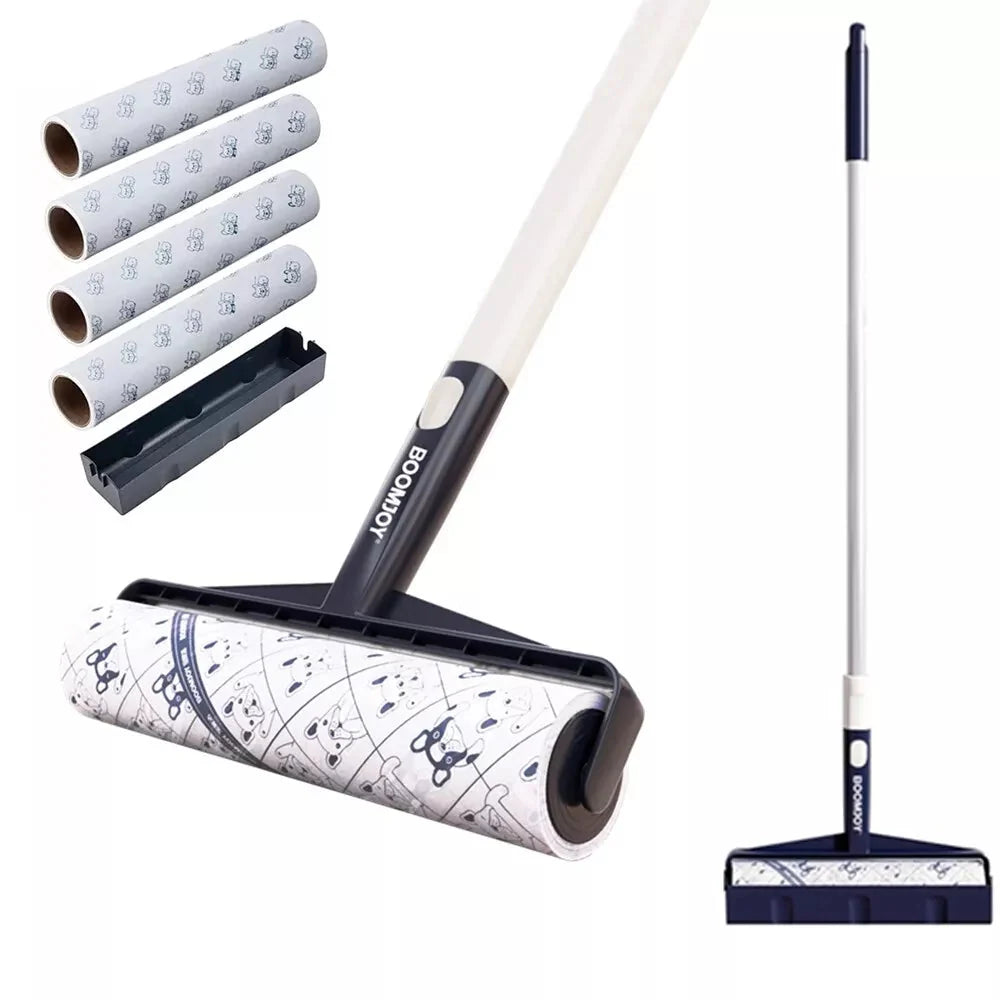 Long Handle Sticky Lint Roller Floor Carpet Clothes Pet Hair Remover