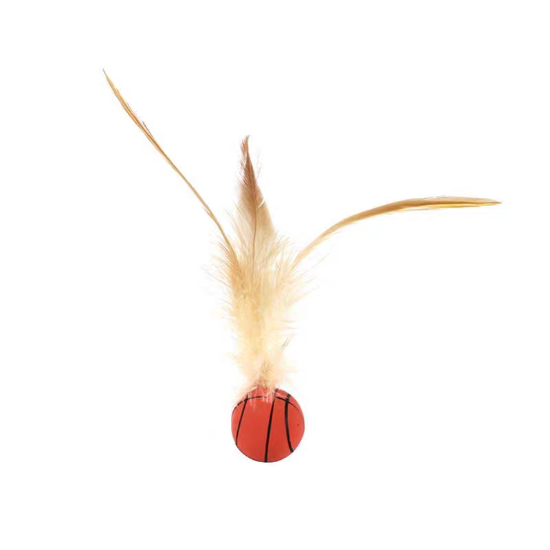 Cat bouncy feather elastic interactive ball